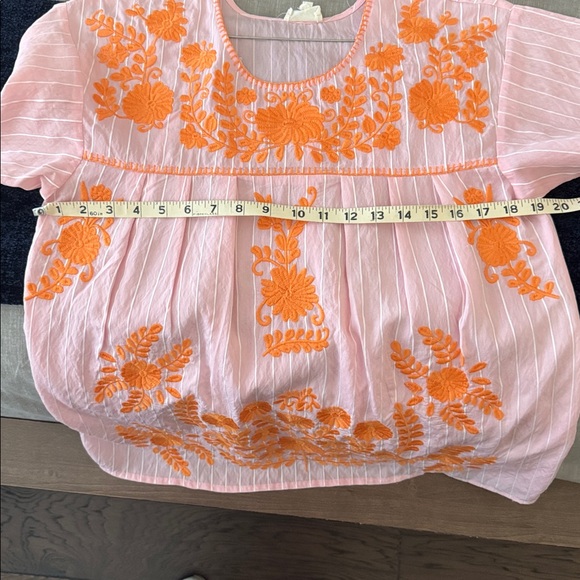 Elegant Pink Blouse with Orange Embroidery - Picture 5 of 5